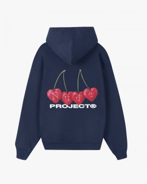 Nude Project Cherry Hoodie Navy | US-89630SBAT