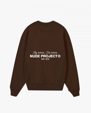 Nude Project Cult Crewneck Sweatshirt Brown | US-18276NOLW