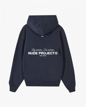 Nude Project Cult Hoodie Navy | US-31924NYQW