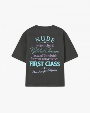 Nude Project First Class Cropped T-shirt Dark Grey | US-36058WHOM