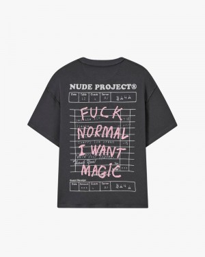 Nude Project Fuck Normal T-shirt Dark Grey | US-05632PAQT