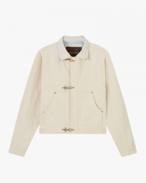 Nude Project Heavy Canvas Trucker Jacket Cream | US-21795RMHN