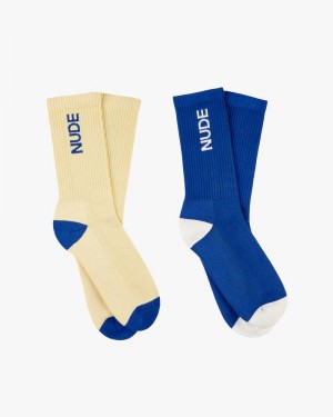 Nude Project Pack Logo 2xpack Socks Blue / Yellow | US-63492DWOB