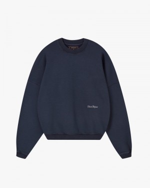 Nude Project Perfect Boxy Crewneck Sweatshirt Navy | US-45162QYFN