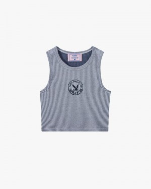 Nude Project Playboy Contrast Ribbed Tank Top Blue | US-25496BWNX