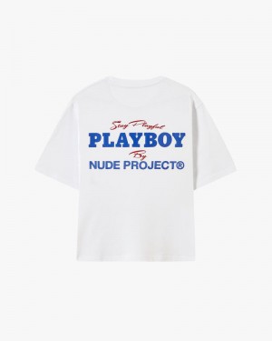 Nude Project Playful Cropped T-shirt White | US-79108GSCE