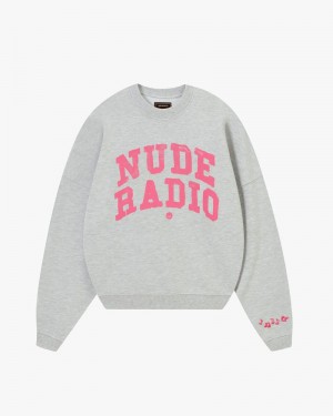 Nude Project Radio Boxy Crewneck Sweatshirt Grey | US-57436WRIX