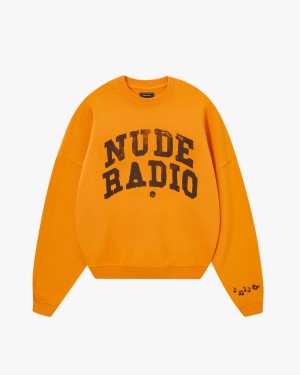 Nude Project Radio Boxy Crewneck Sweatshirt Orange | US-04376QXPC