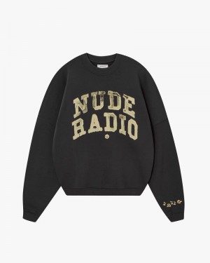 Nude Project Radio Boxy Crewneck Sweatshirt Dark Grey | US-87041PXLO