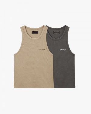 Nude Project Ss24 2 Pack Tank Top Beige / Dark Grey | US-40912YIGP