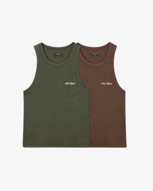 Nude Project Ss24 2 Pack Tank Top Green / Dark Brown | US-64235ZAPB