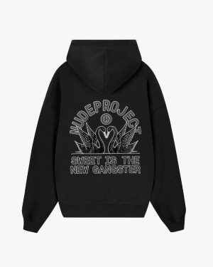 Nude Project Swans Hoodie Black | US-81054NMZJ