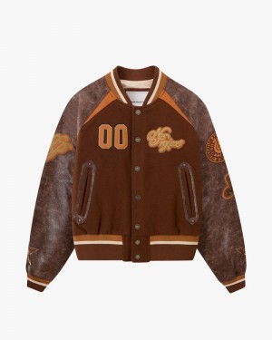 Nude Project The Varsity Bomber Jacket Brown | US-89765LXSW