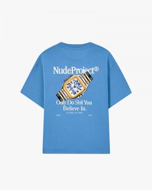 Nude Project Time T-shirt Blue | US-76591OQNF