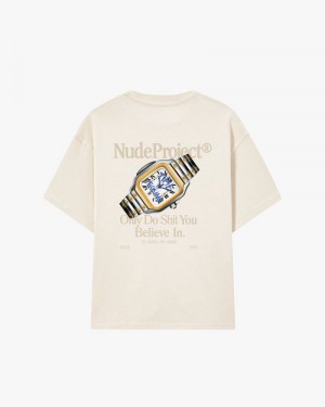 Nude Project Time T-shirt Cream | US-13704KAXS