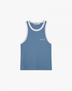 Nude Project Waffle Tank Top Blue | US-02497JTNR