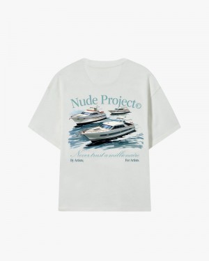 Nude Project Yatch Club T-shirt Cream | US-15307PQDT