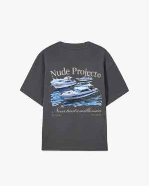 Nude Project Yatch Club T-shirt Dark Grey | US-34269ZITR