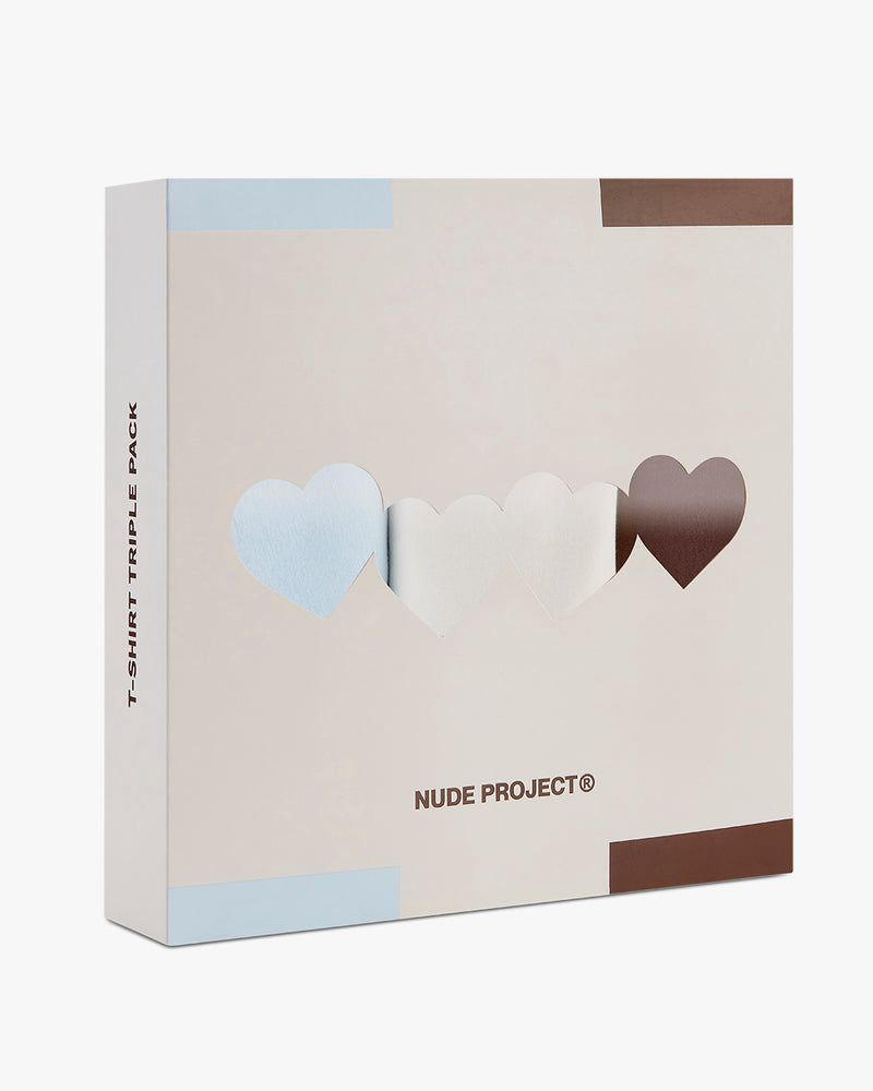 Nude Project Basic 3xpack T-shirt Light Blue / Dark Brown / Cream | US-97236HDOR