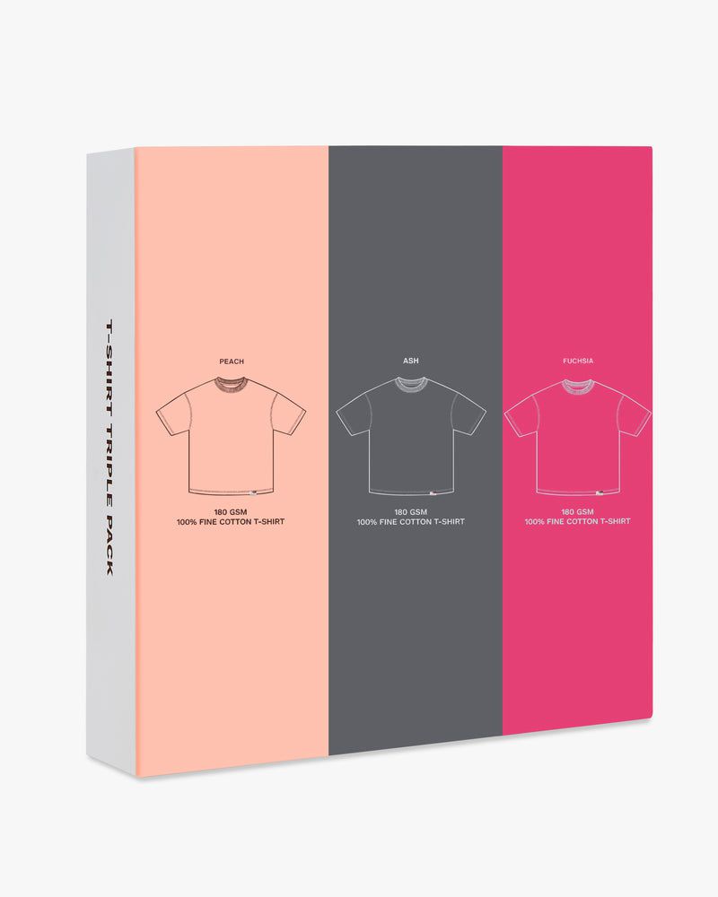 Nude Project Basic 3xpack T-shirt Pink / Dark Grey / Coral | US-34710JAEH