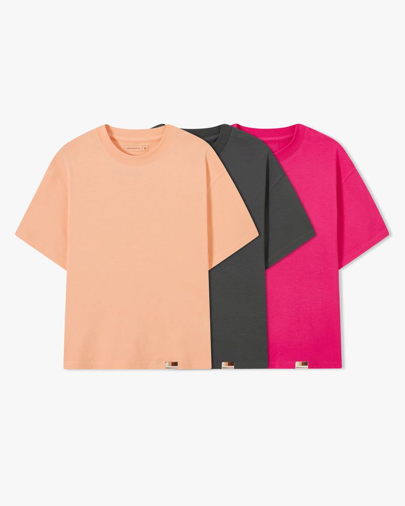 Nude Project Basic 3xpack T-shirt Pink / Dark Grey / Coral | US-34710JAEH