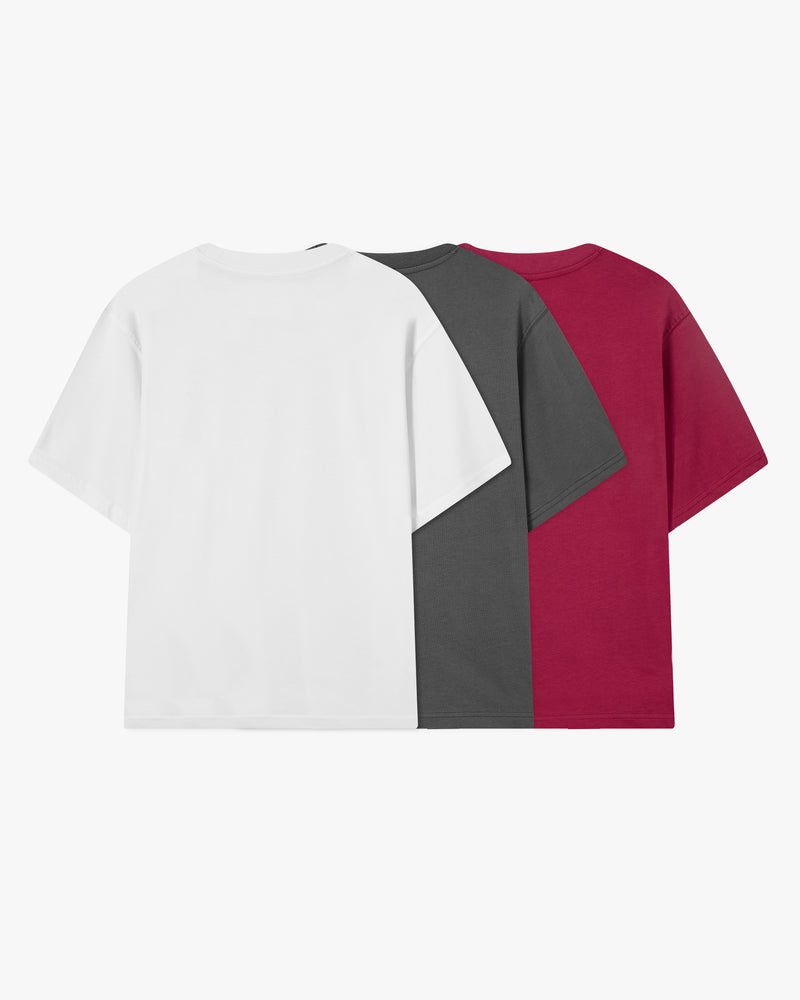 Nude Project Basic 3xpack T-shirt Red / Dark Grey / White | US-53076BATX