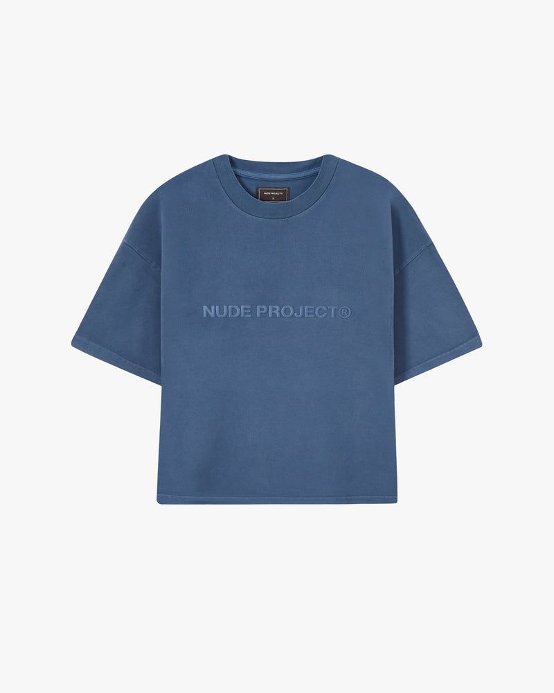 Nude Project Boxy Cropped T-shirt Blue | US-51097PVCF