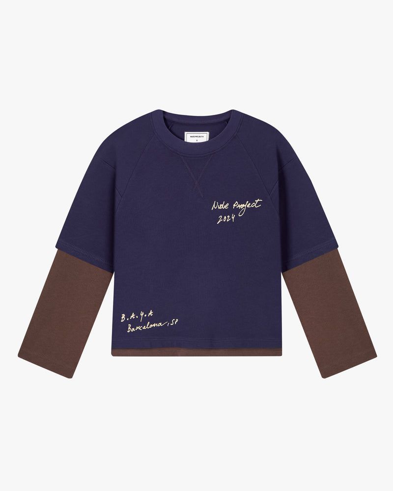 Nude Project Cookie Long-sleeve T-shirt Navy / Dark Brown | US-02578FSYR