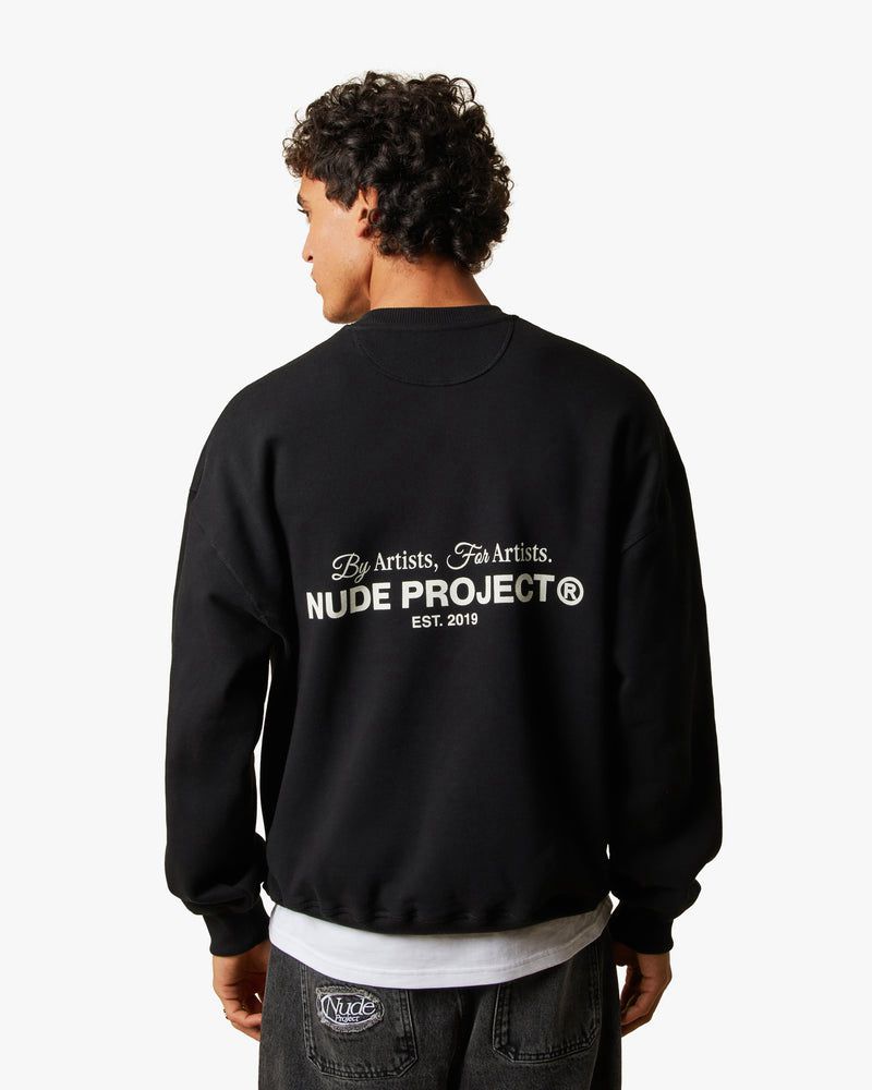 Nude Project Cult Crewneck Sweatshirt Black | US-41380XIUQ