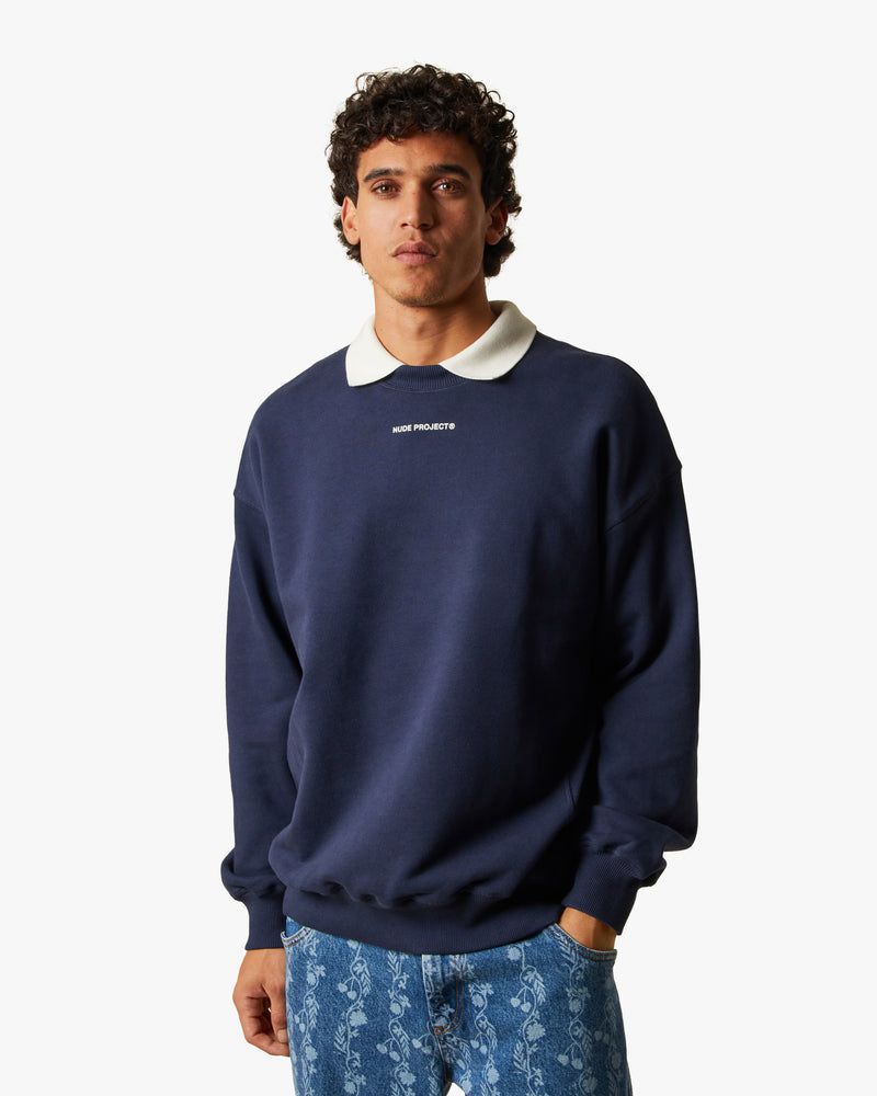 Nude Project Cult Crewneck Sweatshirt Navy Blue | US-36148DNGQ