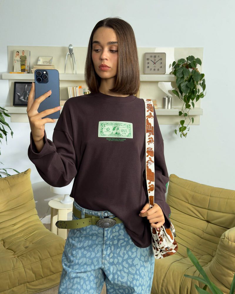 Nude Project Dolla Long-sleeve T-shirt Brown | US-06241PWRO