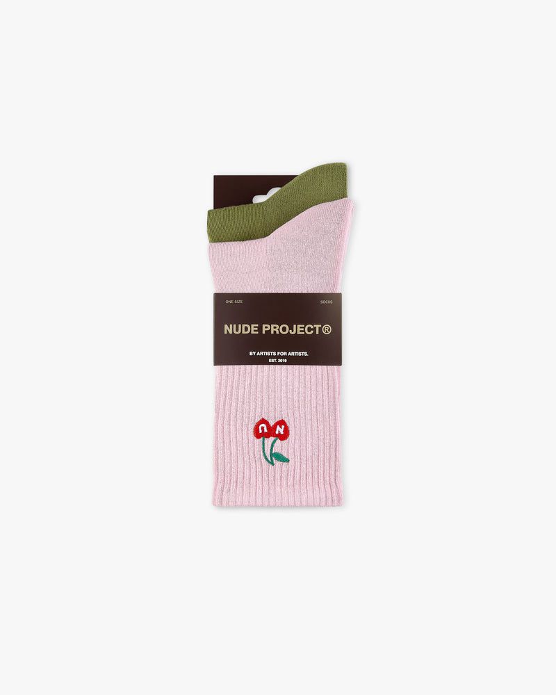 Nude Project Dreams 2xpack Socks Pink / Green | US-10725WHGL