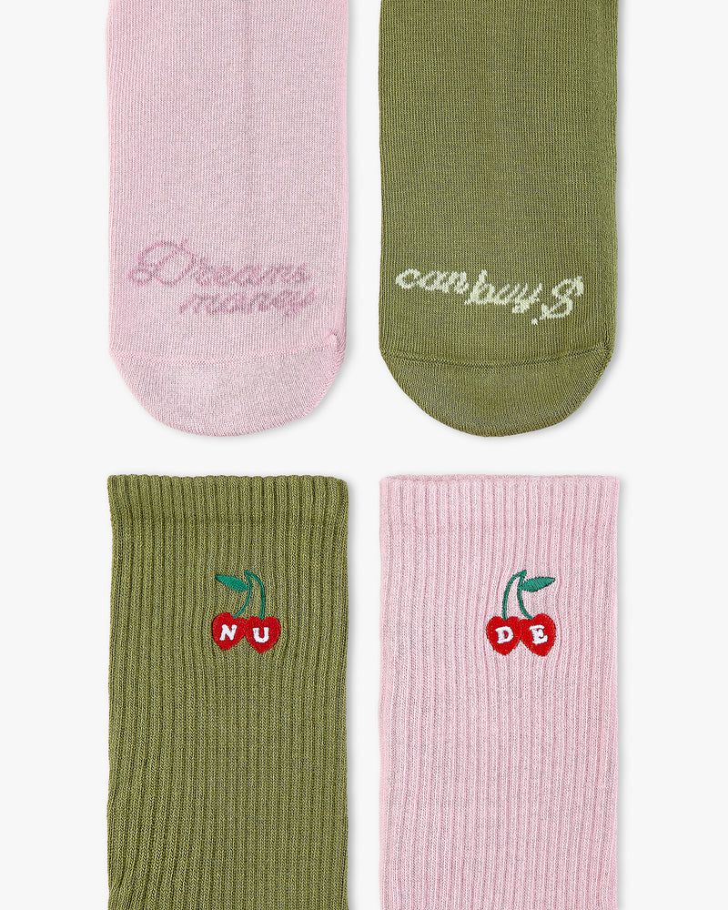 Nude Project Dreams 2xpack Socks Pink / Green | US-10725WHGL