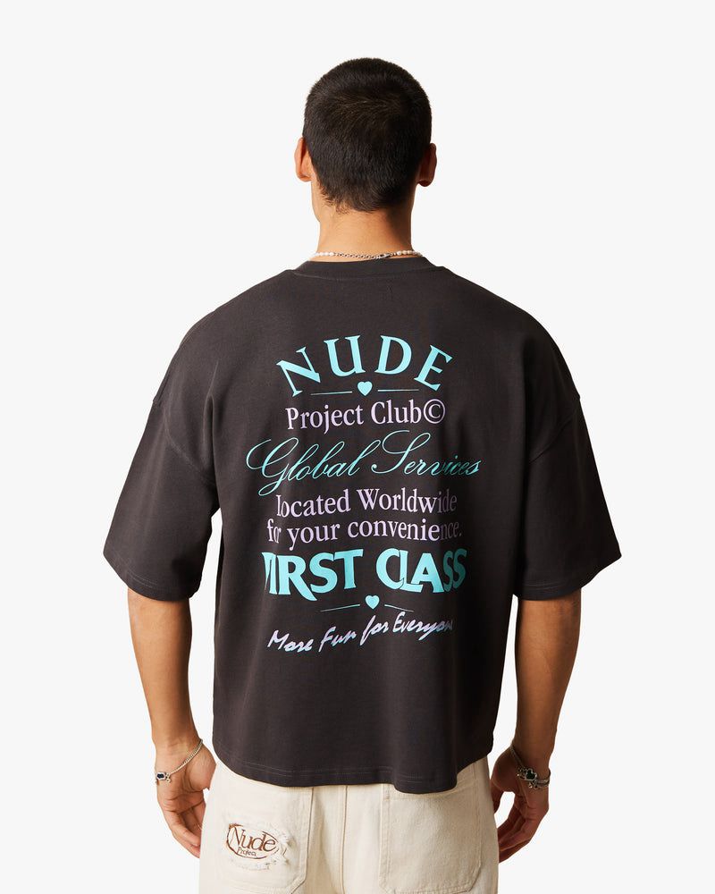 Nude Project First Class Cropped T-shirt Dark Grey | US-36058WHOM