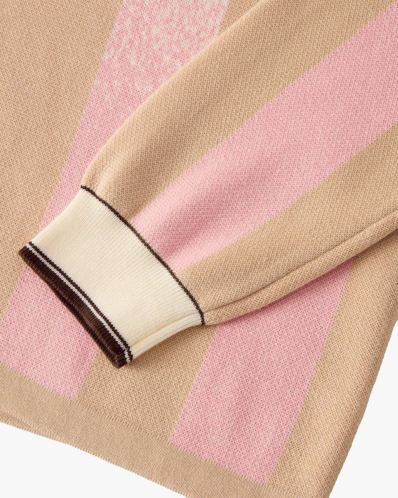 Nude Project Football Polo Knit Sweater Beige / Pink / Dark Brown | US-37984TINH