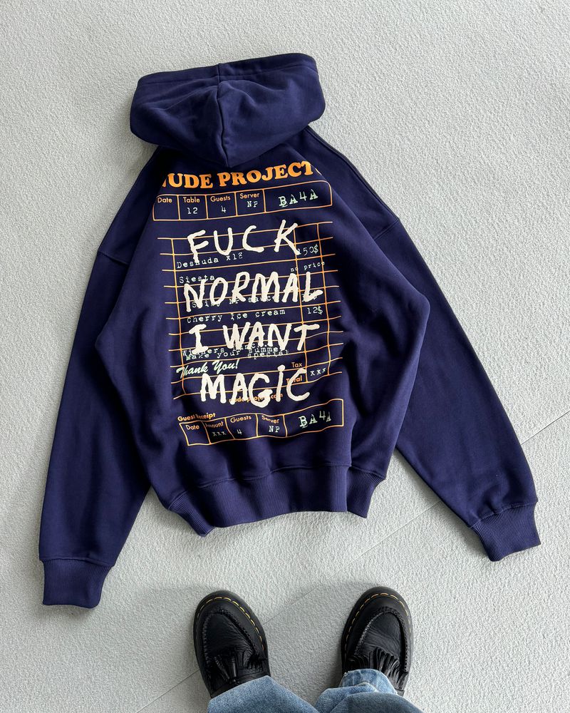 Nude Project Fuck Normal Hoodie Navy | US-40298RTVF