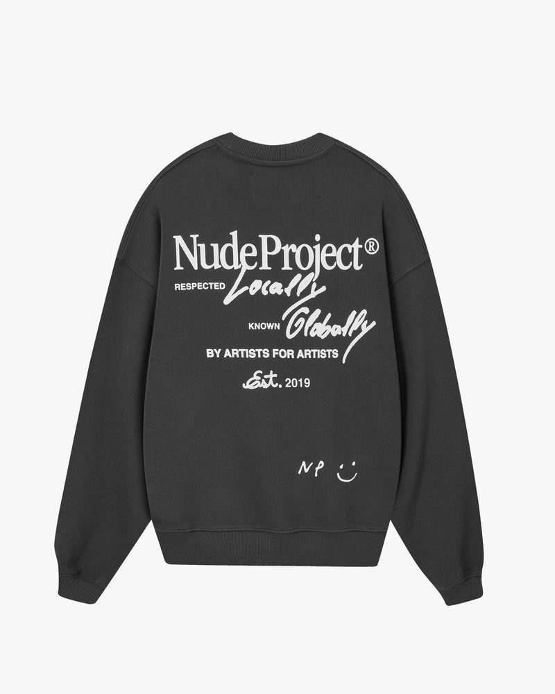 Nude Project Global Soon Crewneck Hoodie Dark Grey | US-86104AEJM