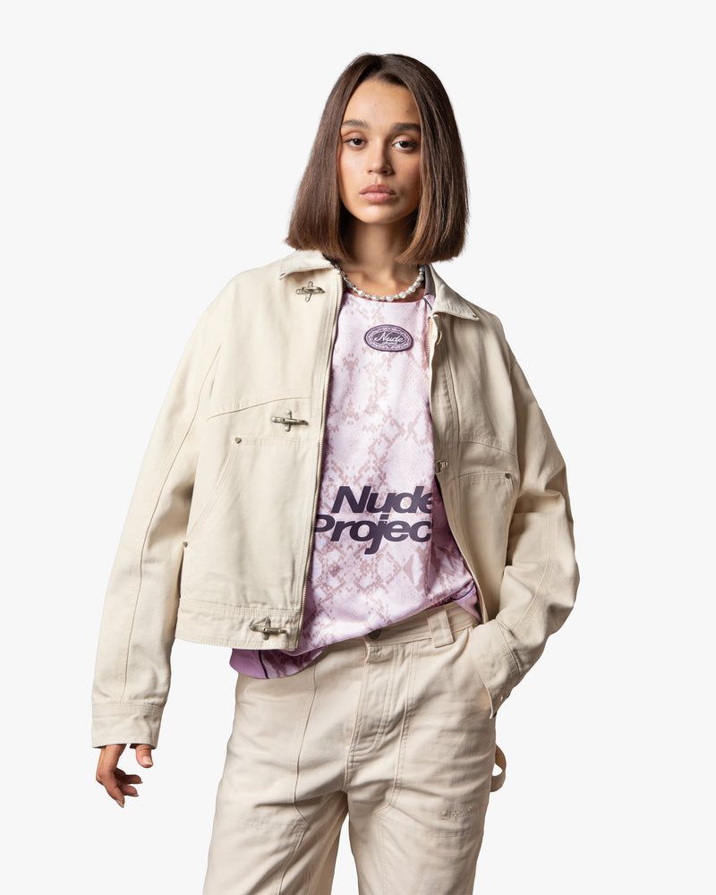 Nude Project Heavy Canvas Trucker Jacket Cream | US-21795RMHN