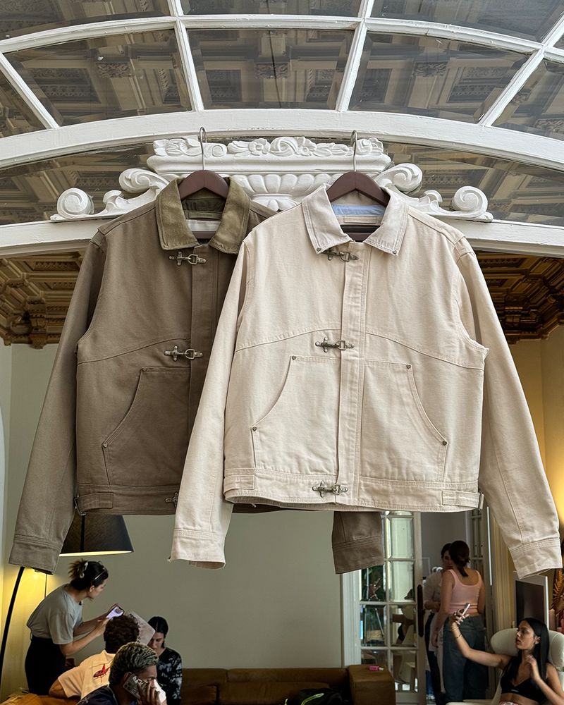 Nude Project Heavy Canvas Trucker Jacket Cream | US-21795RMHN