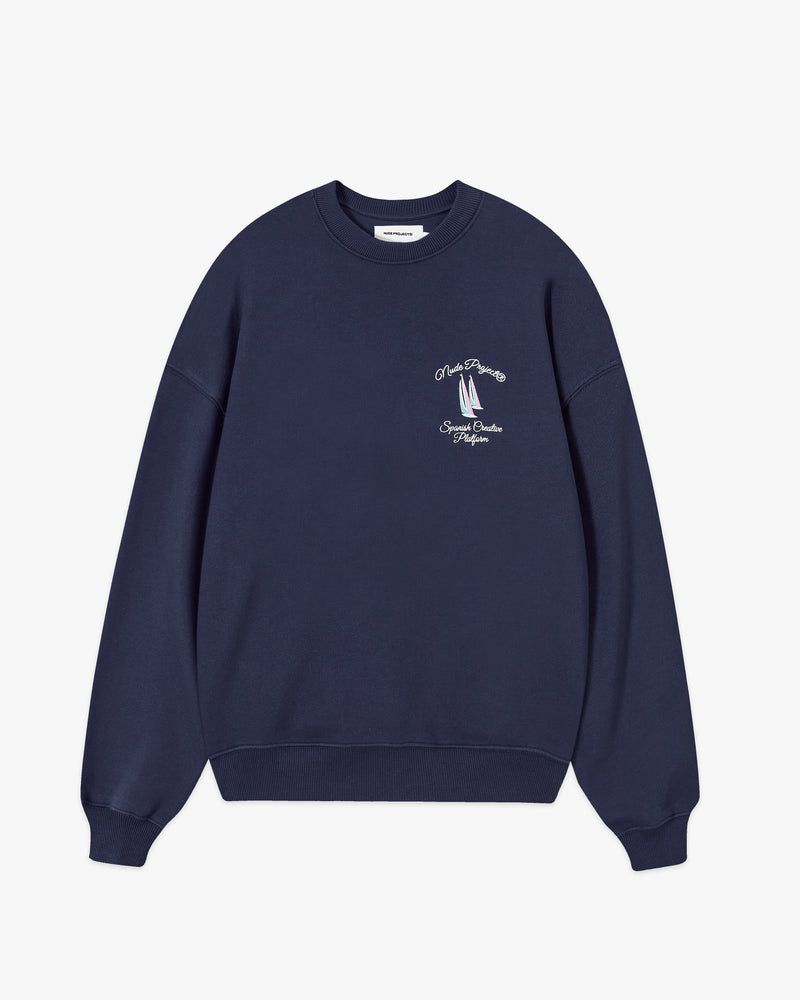 Nude Project Lil Boat Crewneck Sweatshirt Navy | US-51028MRJN