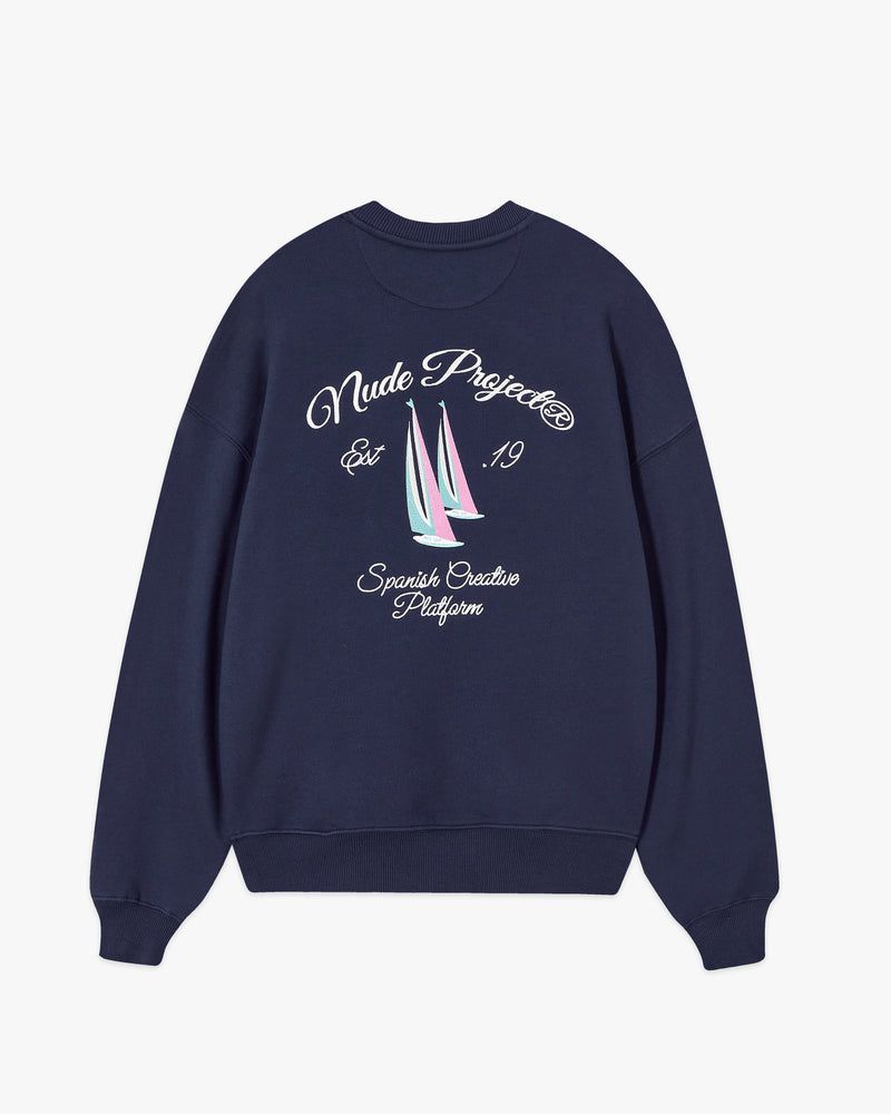 Nude Project Lil Boat Crewneck Sweatshirt Navy | US-51028MRJN