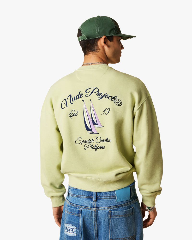 Nude Project Lil Boat Crewneck Sweatshirt Green | US-45789SLIT