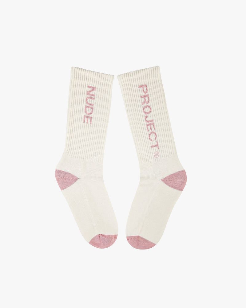 Nude Project Logo 2xpack Socks White / Burgundy | US-98210AGUO