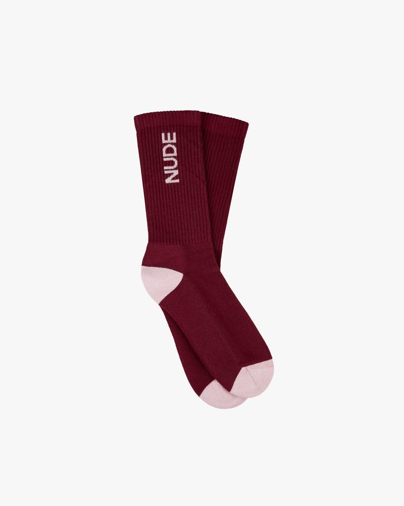 Nude Project Logo 2xpack Socks White / Burgundy | US-98210AGUO