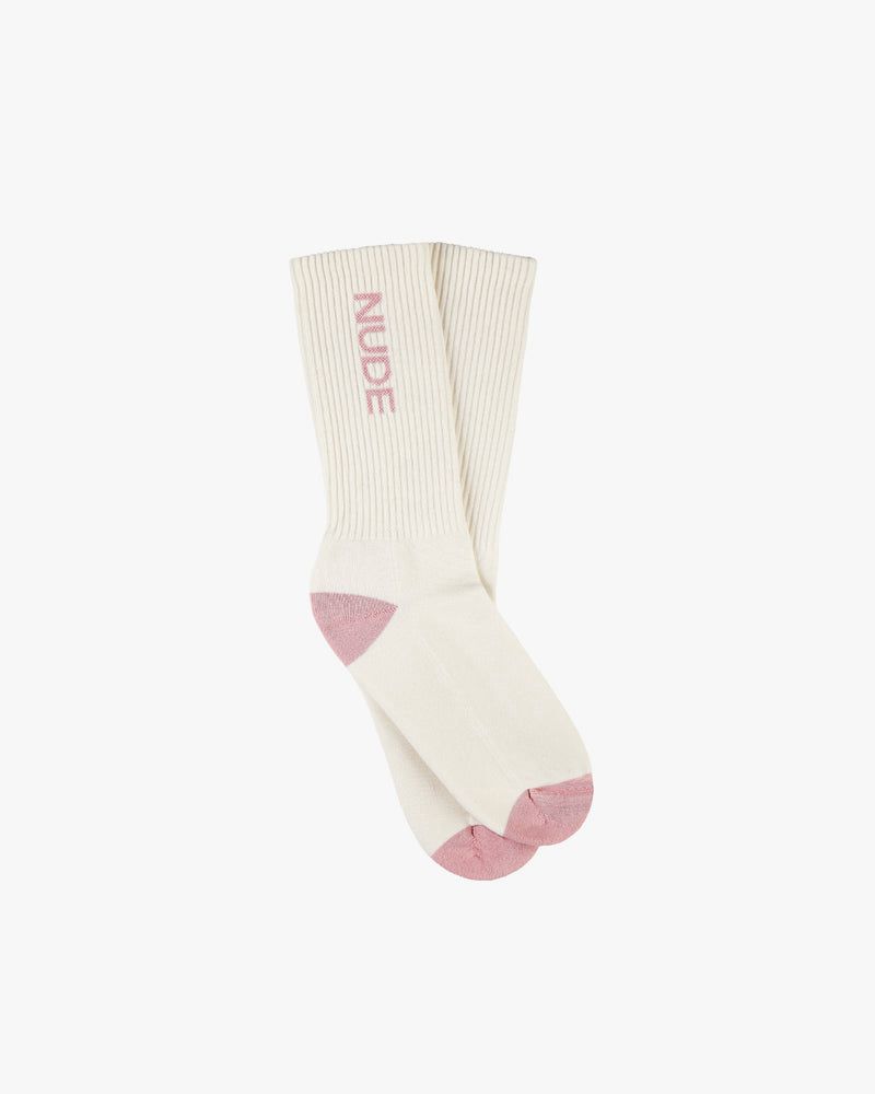 Nude Project Logo 2xpack Socks White / Burgundy | US-98210AGUO