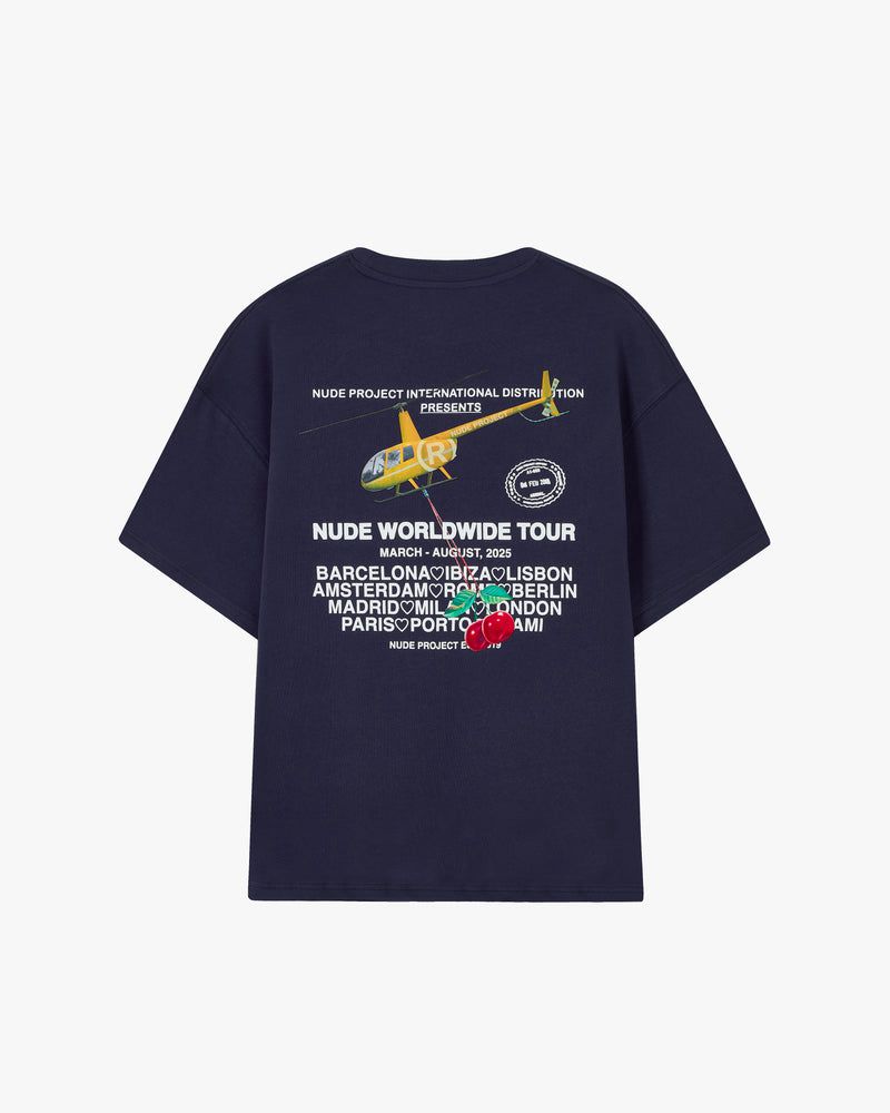 Nude Project Nude Tour T-shirt Navy | US-09832CVZJ