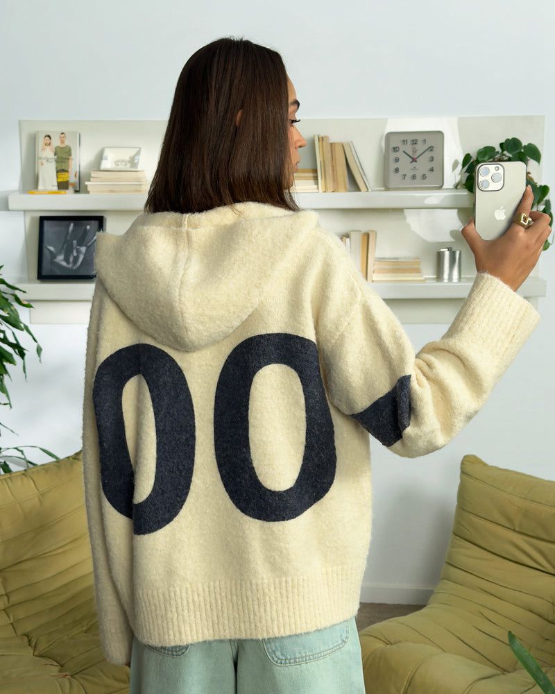 Nude Project Numbers Hooded Sweater Cream | US-71286VQHM