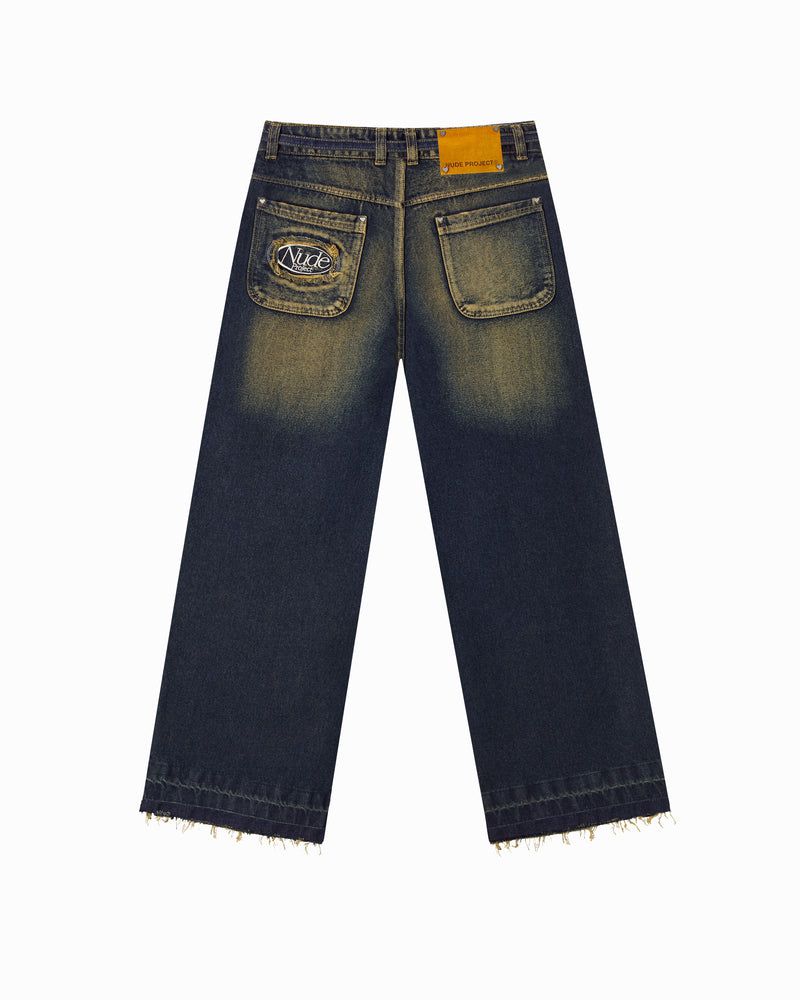 Nude Project Old Baggy Jeans Dark Blue | US-10394SMIA