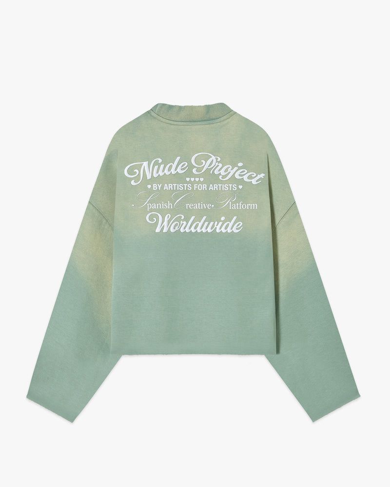 Nude Project Overdyed Crewneck Sweatshirt Green | US-75321YTNM