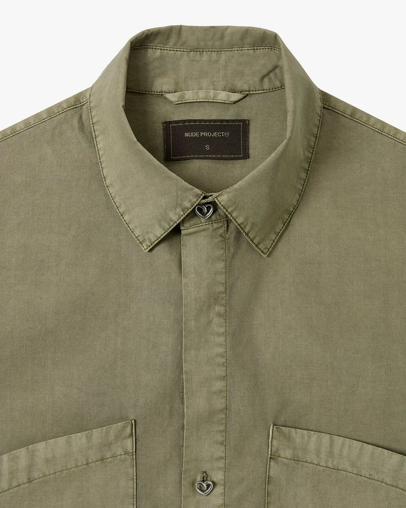 Nude Project Palacio Shirts Khaki / White | US-86297LUAN